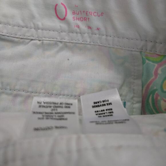 Lilly Pulitzer The Buttercup Double Trouble Scallop Hem Shorts Sz 0 Blue‎ Pink - Picture 5 of 5